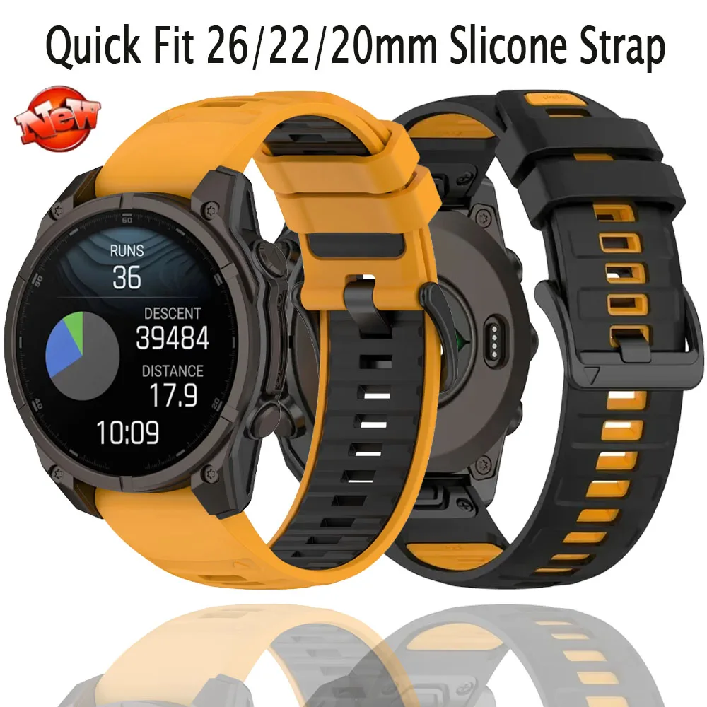 Quick Fit 26mm 22mm 20mm Silikonarmband für Garmin Tactix8 51mm 47mm Offizielles Armband Armband für Fenix 8X 7X/Forerunner 970