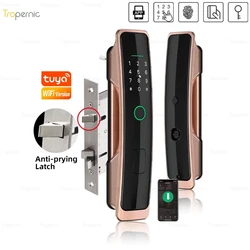 8 Language Tuya Smart Home Electronic Lock WiFi APP Biometric Fingerprint Smart Door Lock Digital Password Unlock Security