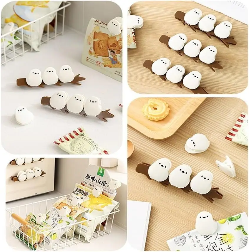 2 In 1 Cute Bird Magnetic Bag Clips, 3 Birds Branch Fridge Magnet for Kitchen Storage & Office Memo Gift