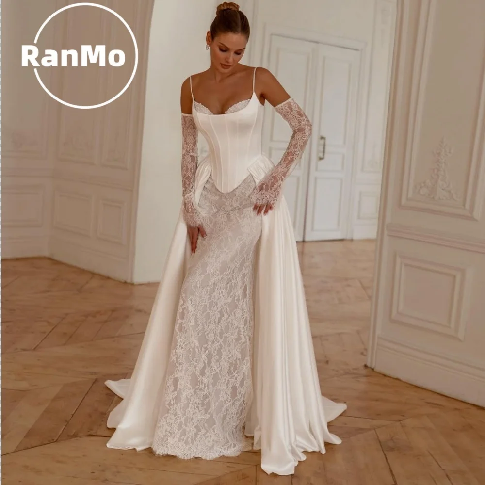 Ranmo Modern 2026 Mermaid Sexy Wedding Dresses Spaghetti Straps Vestido De Novia Lace Embroidery Vintage Customised Bridal Gown