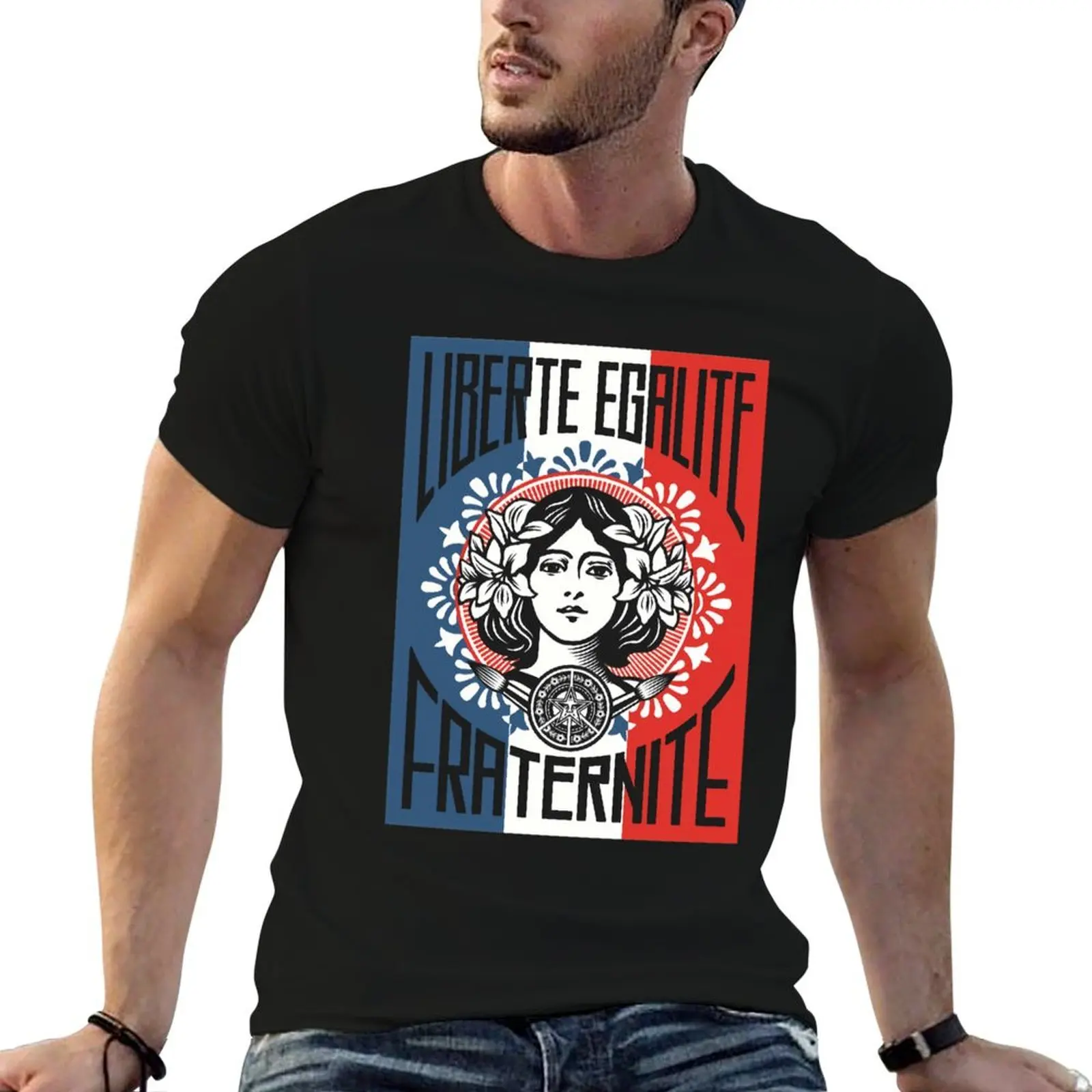 Shepard Liberte Egalite Fraternite T-Shirt imprimé personnalisé pour homme, T-Shirt graphique