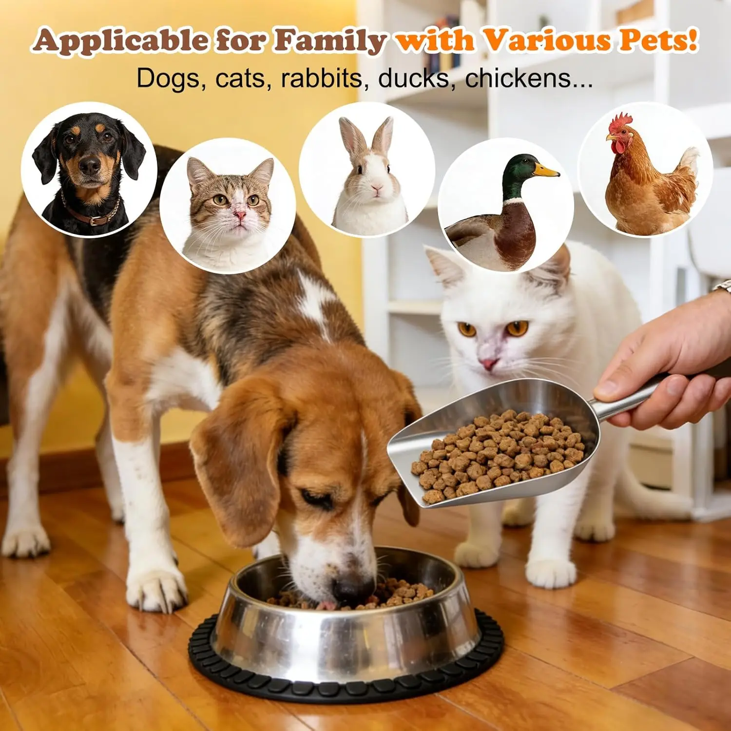Hundefutter-Schaufel aus Edelstahl mit Langem Griff, Präziser Hundefutter-Messbecher 1, 3/4, 1/2, 1/4 Tasse, Tierfutter-Schaufel für Hunde, Katzen – Detail 7
