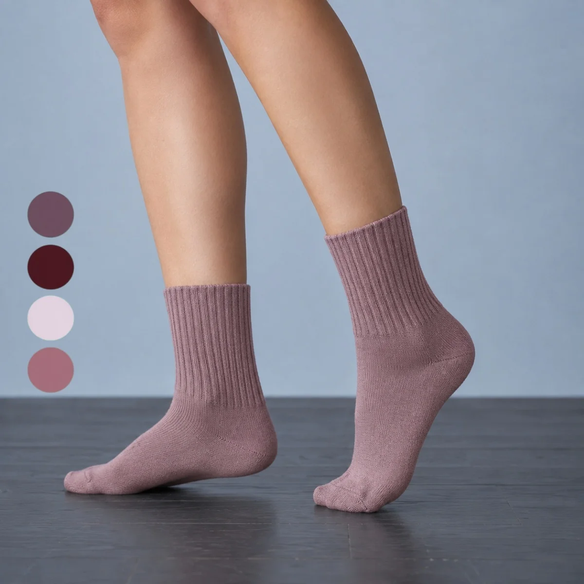 5 Pairs of Khaki/Light Khaki/Brown/Dark Brown Women's Mid-Calf Socks, Solid Color, Breathable, Comfortable, Soft, Skin-Friendly, Moisture-Wicking, Gentle, Elegant, Versatile, Casual, Suitable for Pairing with Small Lea