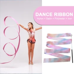 2m/4m Flashing Glitter Dance Ribbon Rhythmic Art Gymnastics Ballet Twirling Rod Stick Kid Sport Bobybuild Training Accessories
