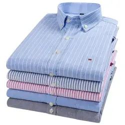 100 % Pure Cotton 23 Color 7XL Oversized Button Up Shirt Striped Plaid Shirt Long Sleeve Shirt for Men Casual Slim Fit Shirt Men