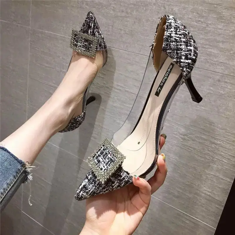 Luxury Women Pumps 2022 Transparent High Heels Sexy Pointed Toe Slip-on Wedding Party Brand Fashion Shoes For Lady Size 34-43