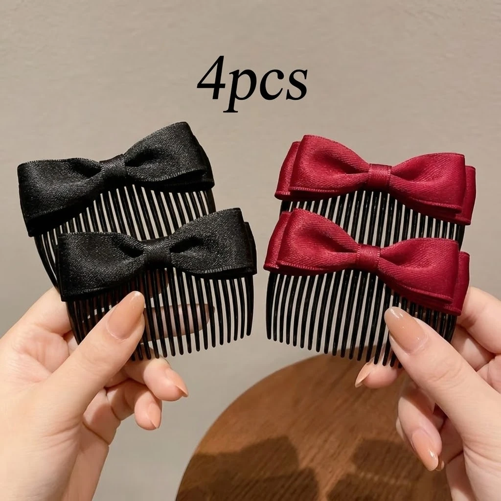Vintage Sweet Bow Decor Hair Comb, Exquisite Craftsmanship Stylish Appearance, Smooth Teeth No‑Pull Hair, Versatile Daily Wear A