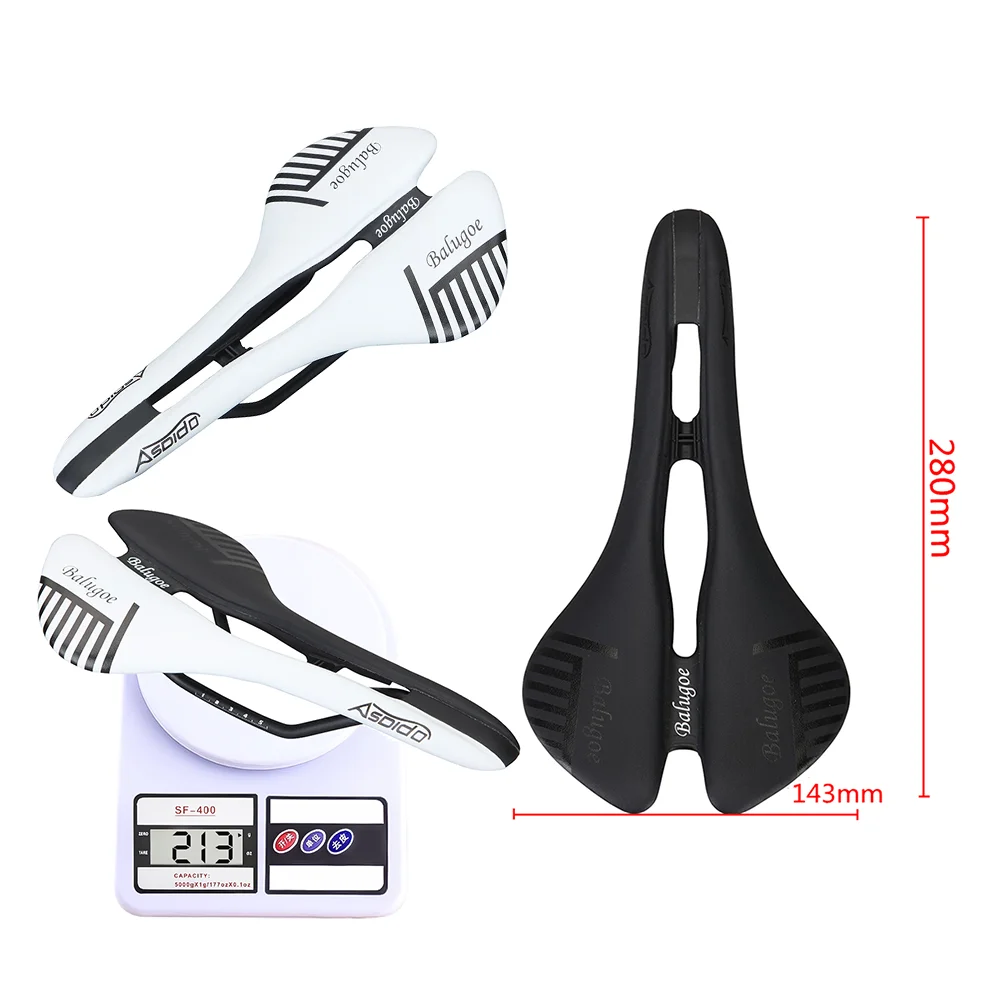 

26 Balugoe Highway Bicycle SeatMountain Bike Saddle Cushion Hollow Breathable PU Leather 245-143MM Universal Cycling Accessories