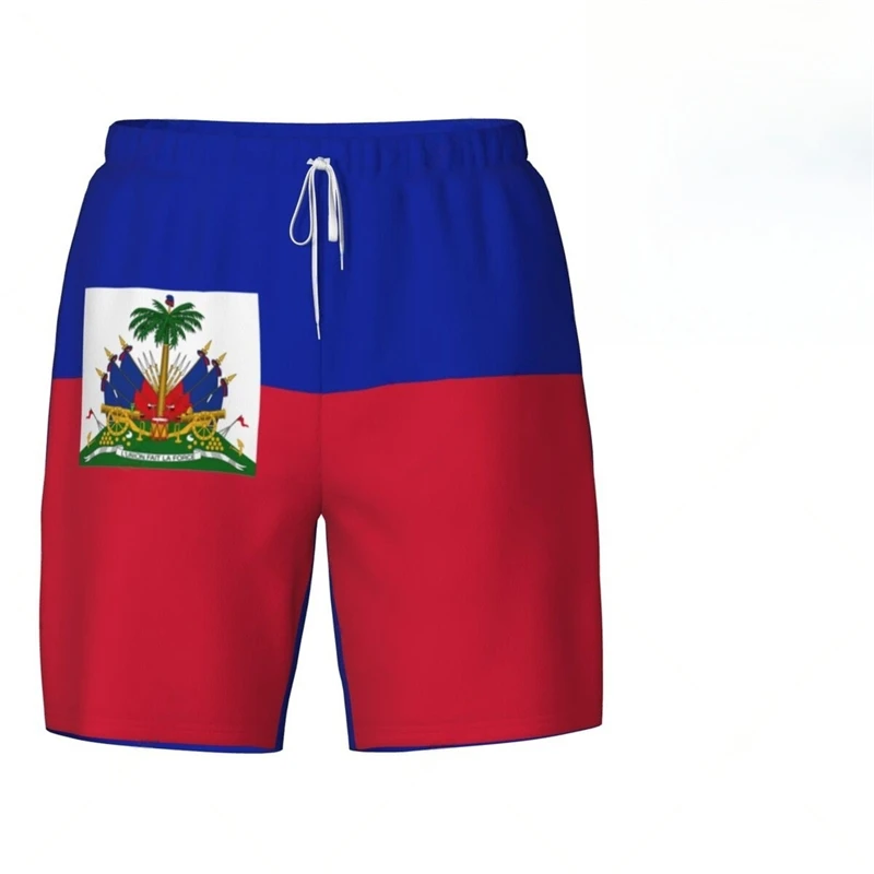 Fashion Haiti Flag Beach Shorts Summer Casual Men Women 3D National Emblem Printed Short Pants Loose Quick Dry Sports Swim Trunk