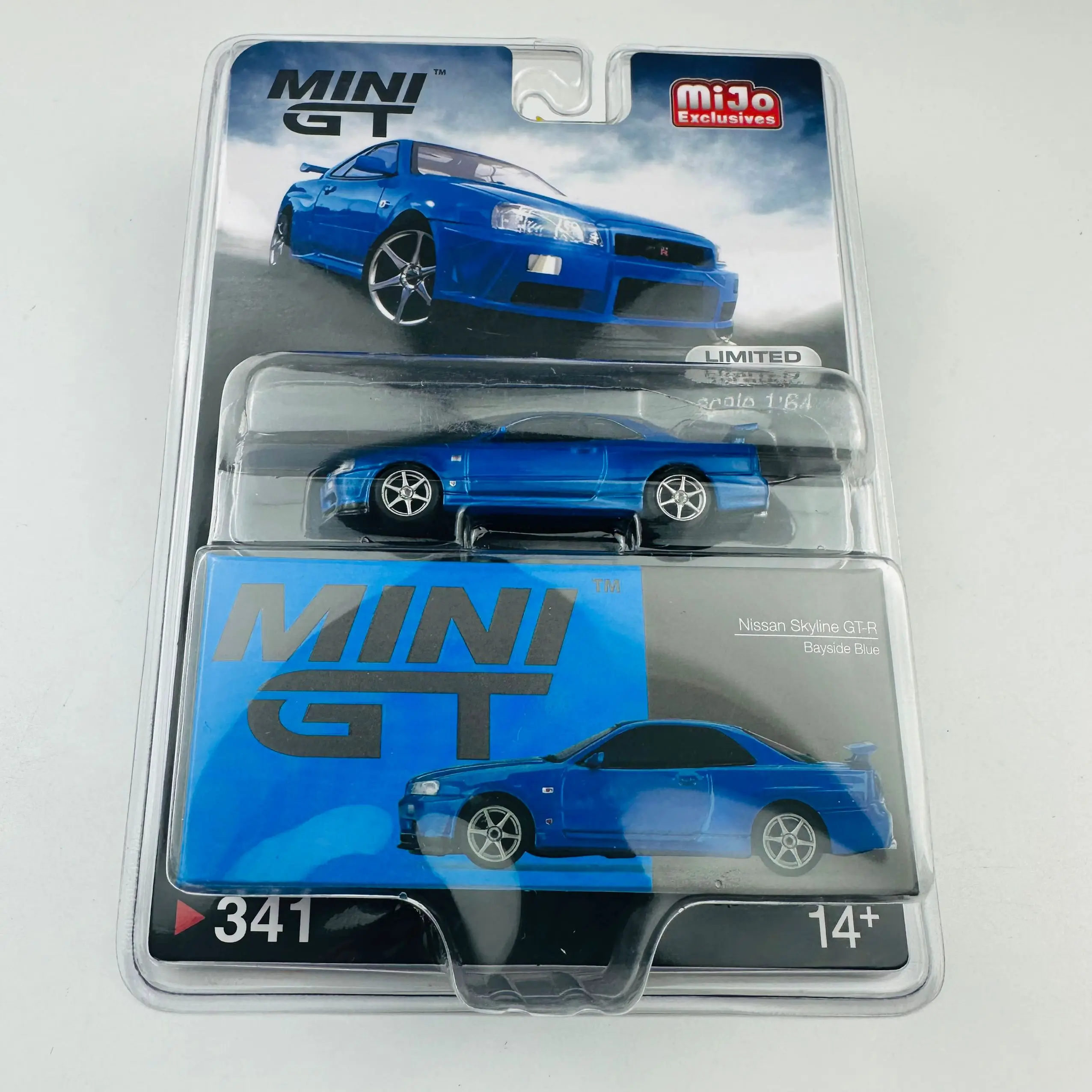 TSM Mini Gt 1/64 Minigt 341 Nissan Skyline GT-R (R34) V-Spec II Bayside Blue MJ Die-cast Alloy Car Model Collection