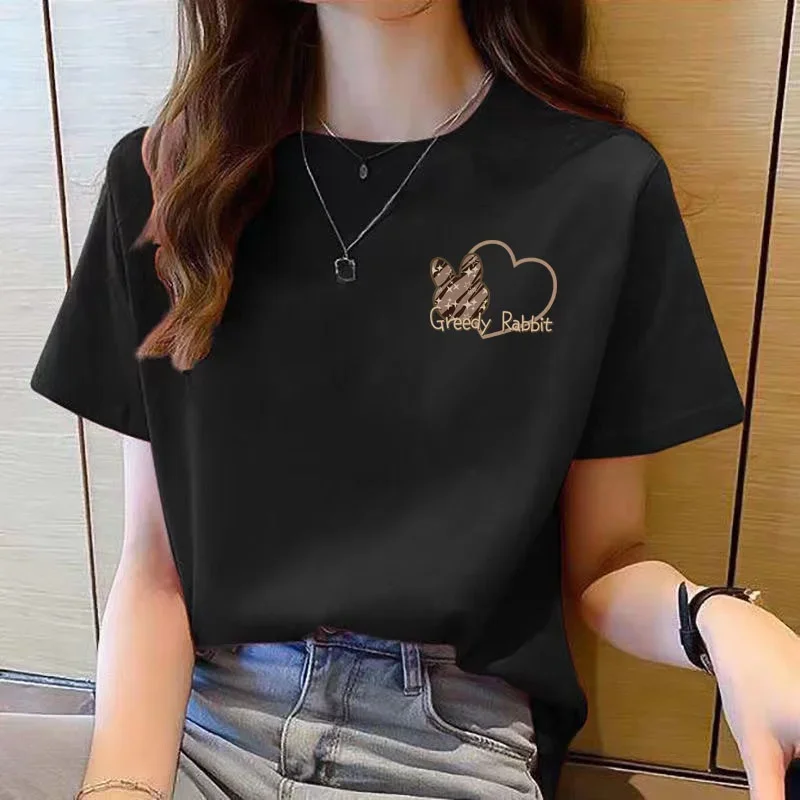 

Tshirt Women Top Short Sleeve T Shirts New Korean T Shirt for Women T Shirt Round Neck Loose Fashion Tshirt Woman Top Cartoon