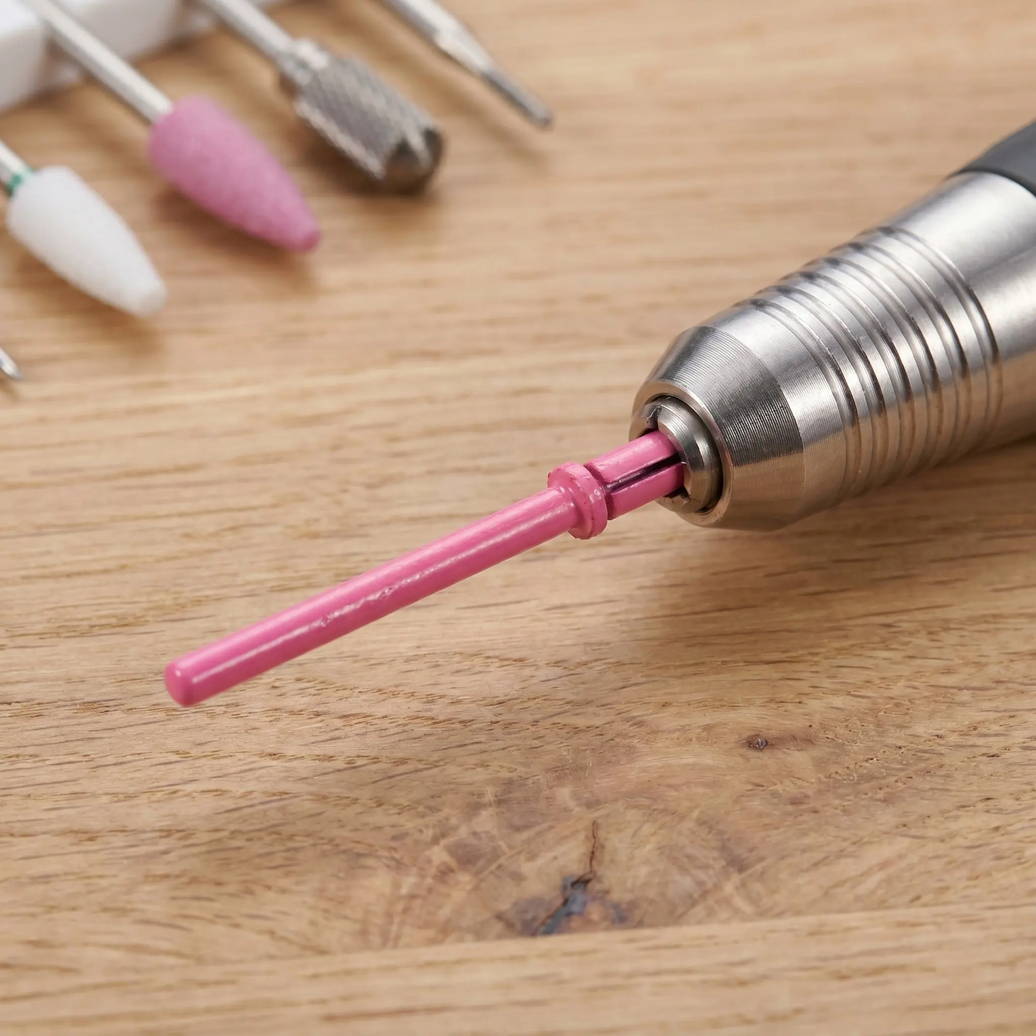 Buffer Cuticle Remover Nail Sanding Mandrel Fine Sanding Band Rosy Color Salon Nail Mandrel for Home Manicure Salon Feet Care