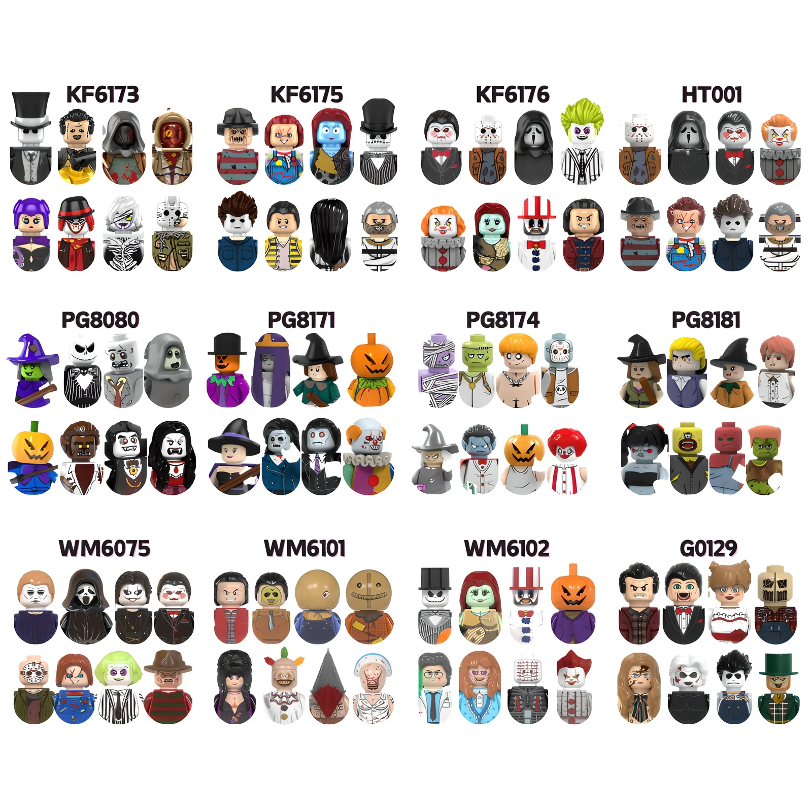 

Horror Character Building Blocks Minifigures Set, Halloween Monster Action Figure Bricks Toys
