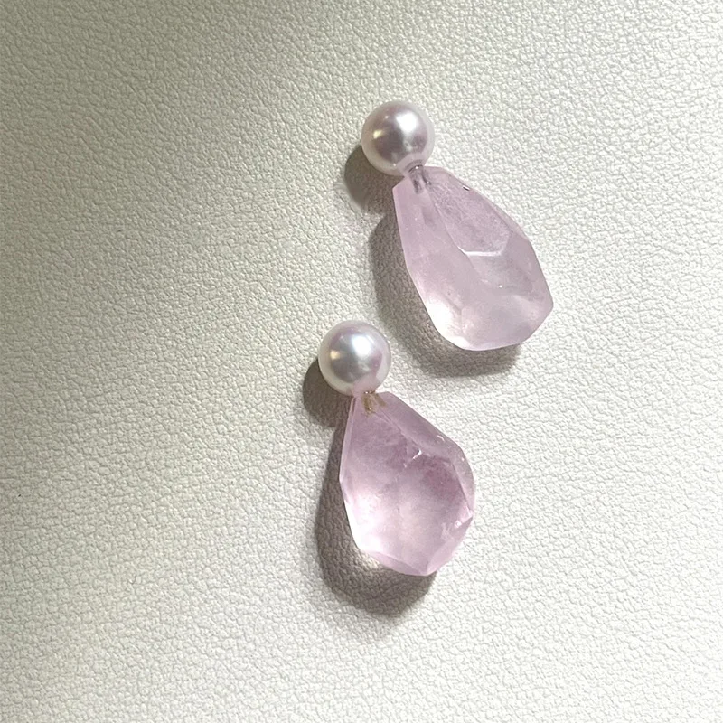Simple Ice Transparent Pearl Powder Crystal earings stud New in Light Irregular Fresh earrings for women Banquet Jewelry Gifts