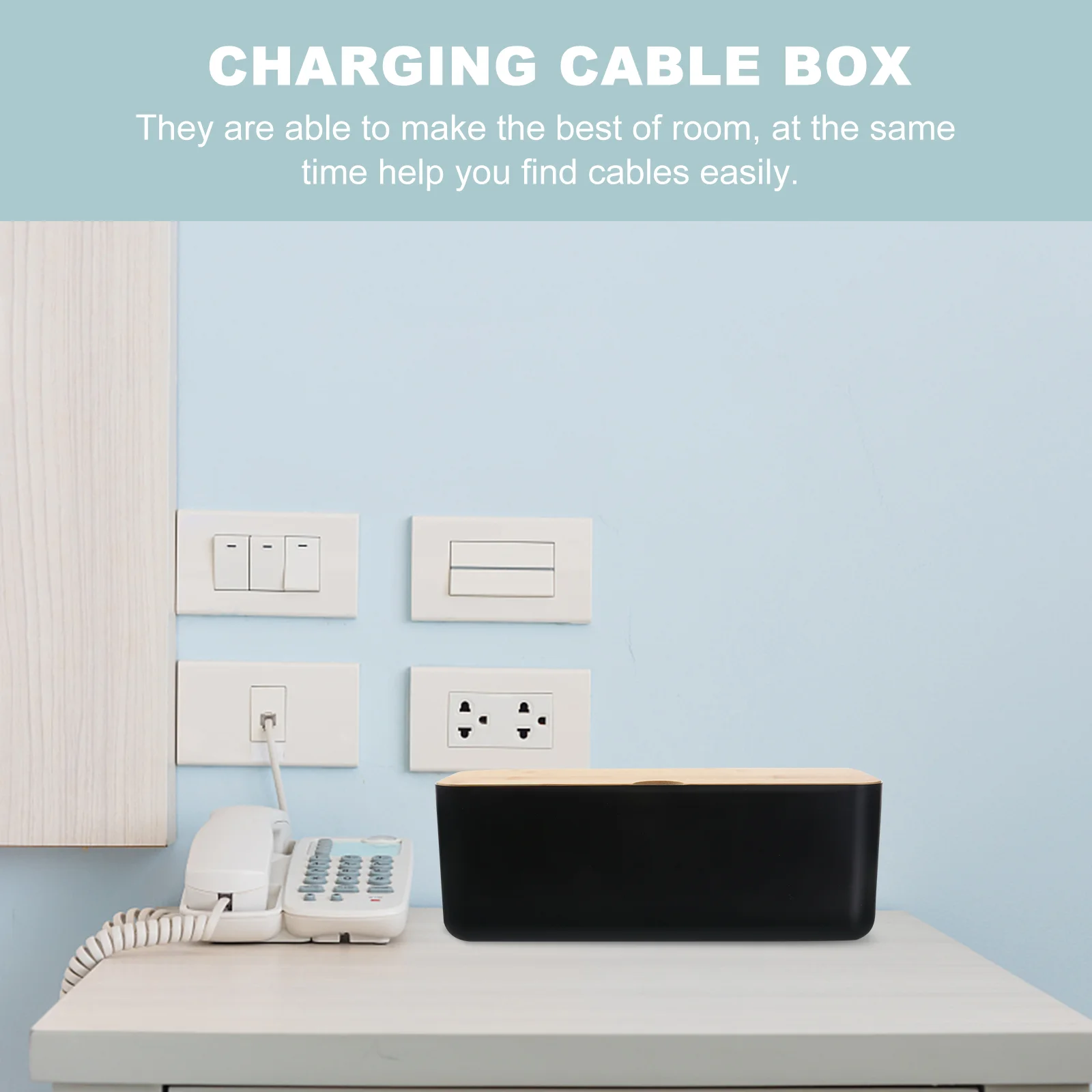 White Cable Management Box Plastic Socket Organizer Cable Storage Case Household Supplies Cord Organizer Power Strip Hider Box