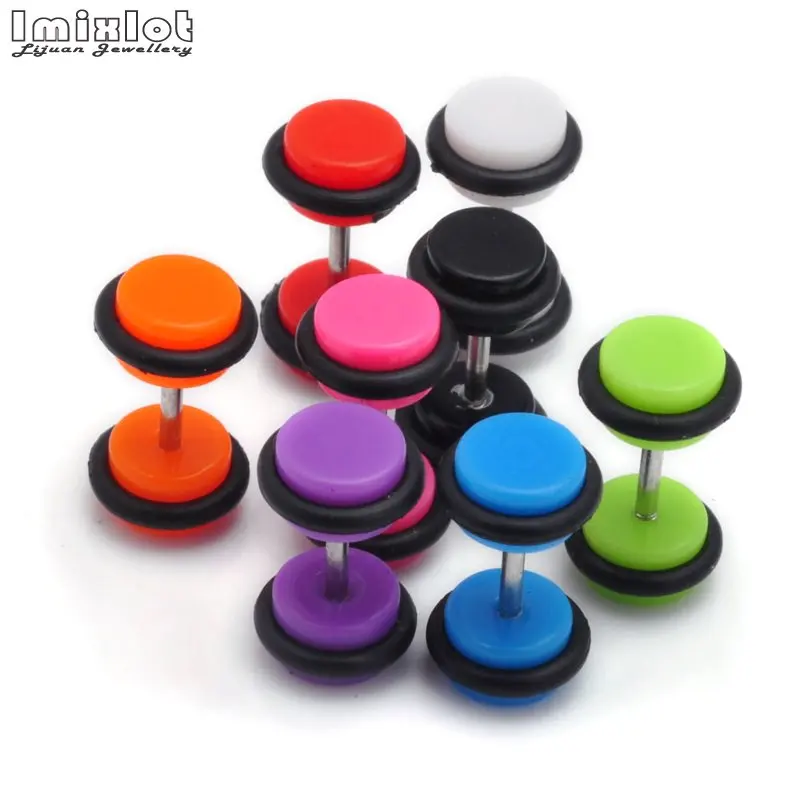 2PCS Acrylic Fake Cheater Ear Plugs and Tunnels Ear Plug Piercing Earring Gauges Cheaters Stretcher Body Jewelry Piercings