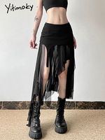 2025 New Summer Sexy Irregular Y2K Skirts Women Vintage Fashion High Waist Slim Long Skirt Casual Lady Streetwear Retro Skirts