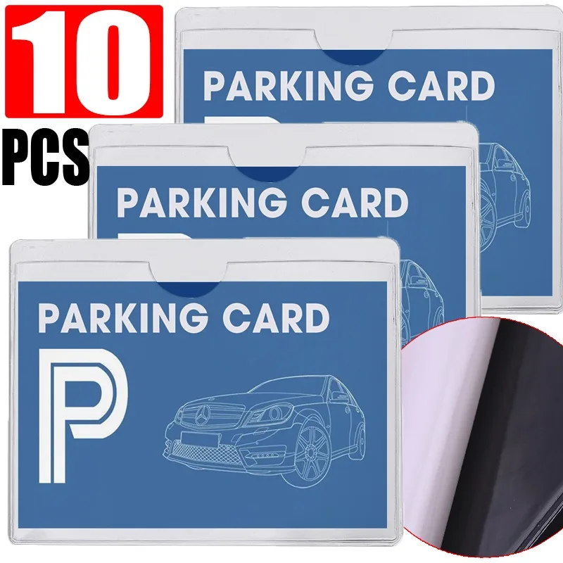 Parking Permit Label Set Self-Adhesive Transparent Card Holder Windshield Portable Stickers Protective Film Card Ticket Pocket
