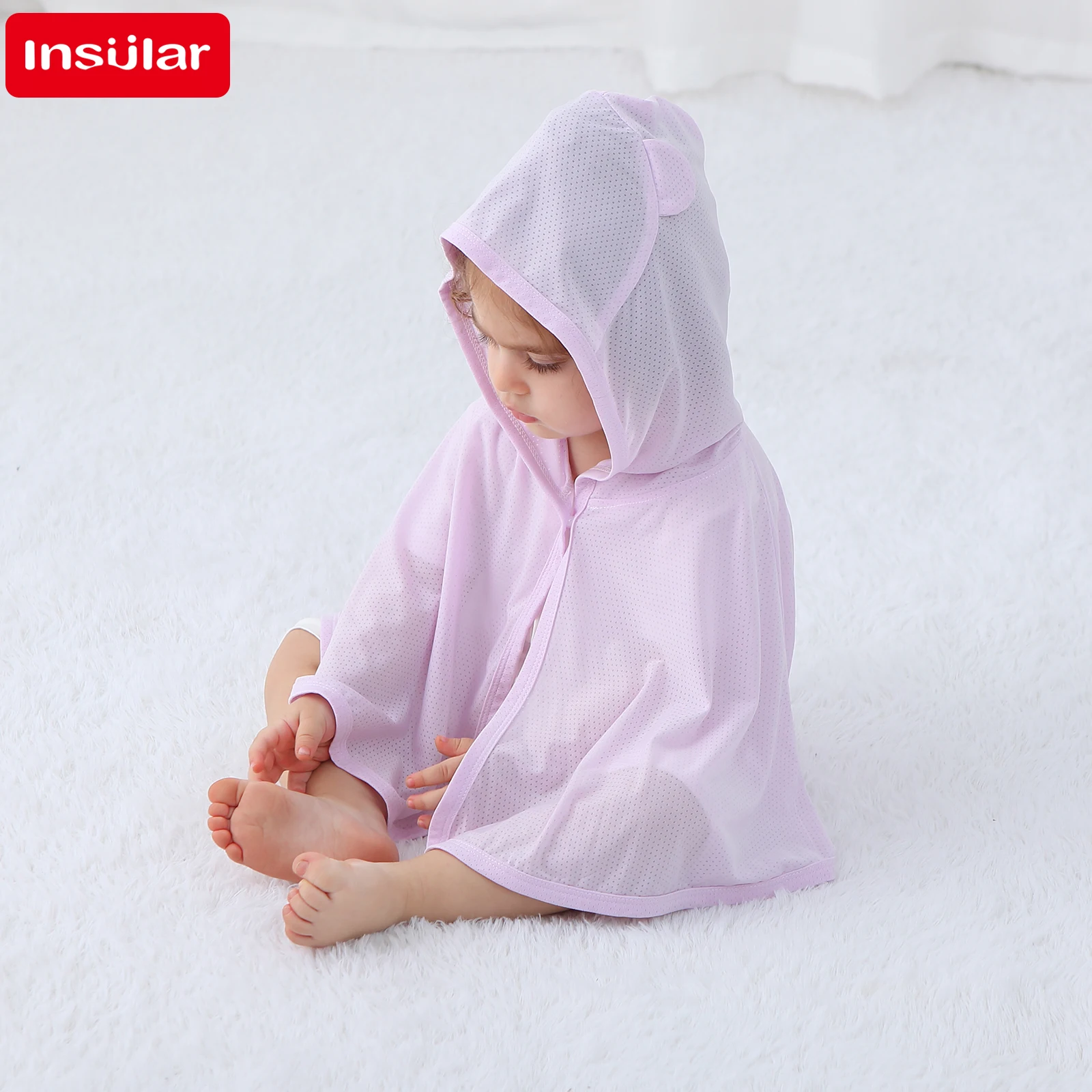 INSULAR Kids Hooded Summer Cloak: Sun Protection, Dacron Quick-Dry, Breathable, Ice Shreds, Solid Color Coat for Boys and Girls
