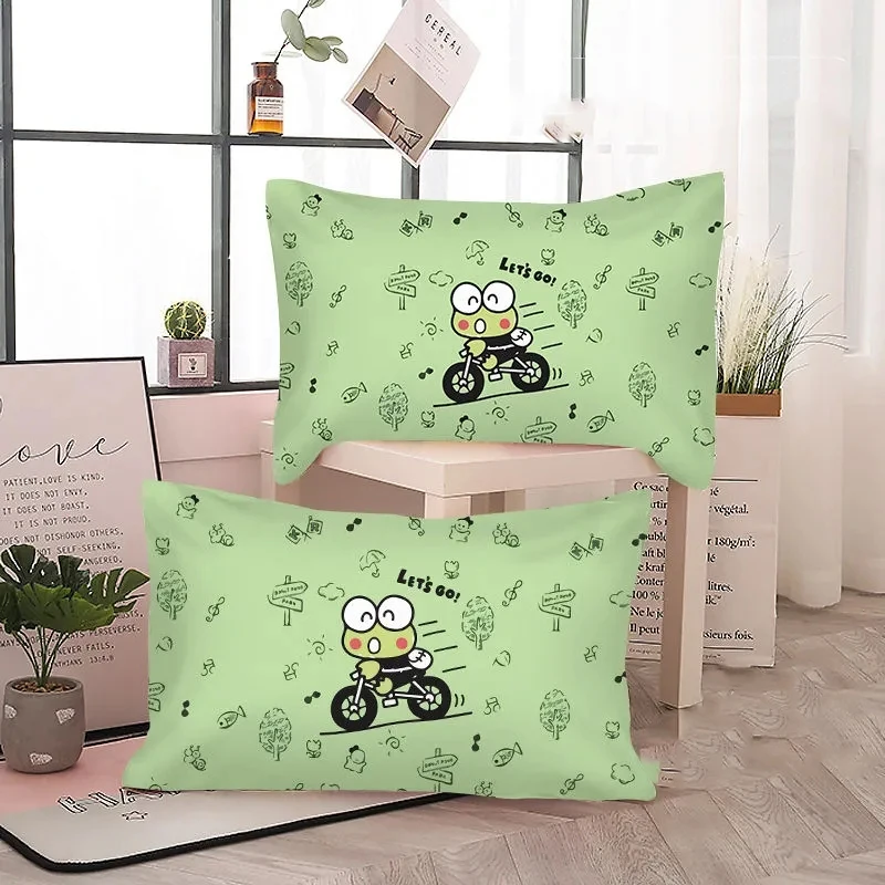 Sanrio Kawaii Kero Kero Keroppi Pillowcase Anime Double-sided Brushed Dormitory Anti-dirty Cartoon Pillow Protective Cover