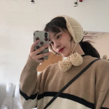 Ins Leuke Tij Gebreide Oorzak Zachte Zusband Oorwarmers Herfst en Winter Gehoorbescherming Warm en Fluwelen Oorbeschermers Vrouwelijke Retro