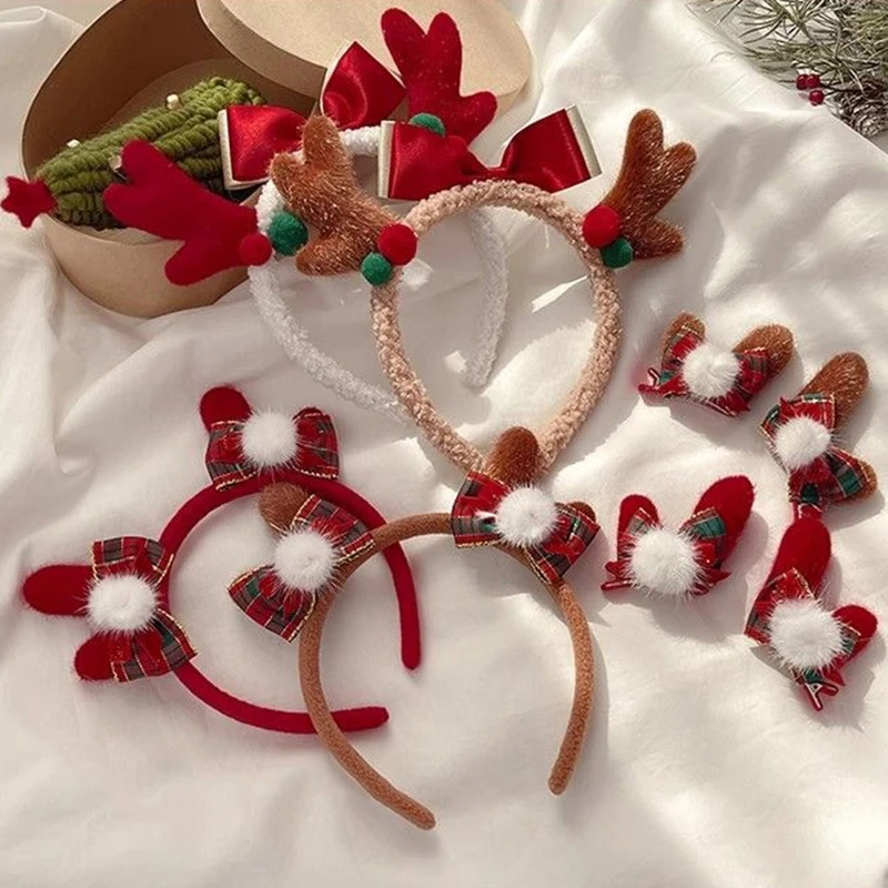 Christmas Hair Clips Christmas Decoration Xmas Party Headbands Cute Deer Ear Hairpin New Year 2025 Supplies Navidad Decor