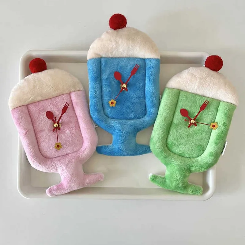 CuteLife Colored Small Ice Cream Cloth Alarm Clock Living Room Home Decoration Table Clock Creative Gift Bedroom Silent Clock
