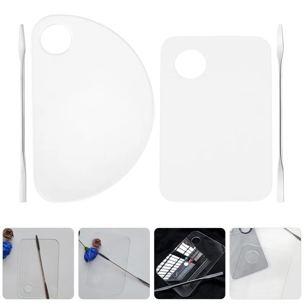 مجموعتان من لوحات خلط المكياج، صينية مزج شفافة وخفيفة الوزن وقابلة لإعادة الاستخدام لظلال العيون وصبغة فنية للأظافر #1