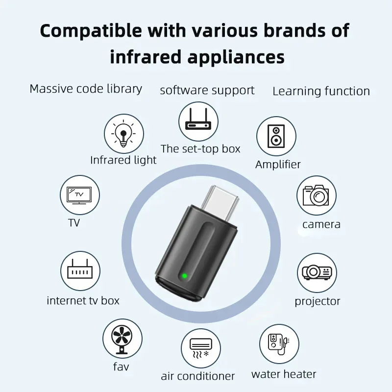 Smartphone remote control IR blasters type C USB for universal smart infrared app Control Adapter for air conditioner TV