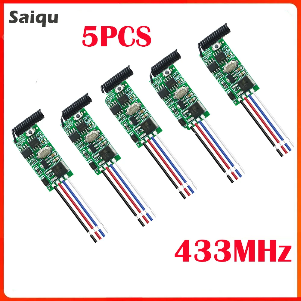 

DC 12V 24V Mini Receiver Module 5PCS LED Access Control Single Way Wireless Remote Controller