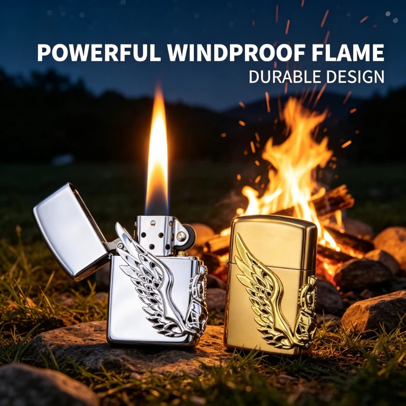 

Multifunctional Deformable Gyro Gun Lighter, Foldable Stress Relief Design, Windproof Red Flame Inflatable Butane Lighter