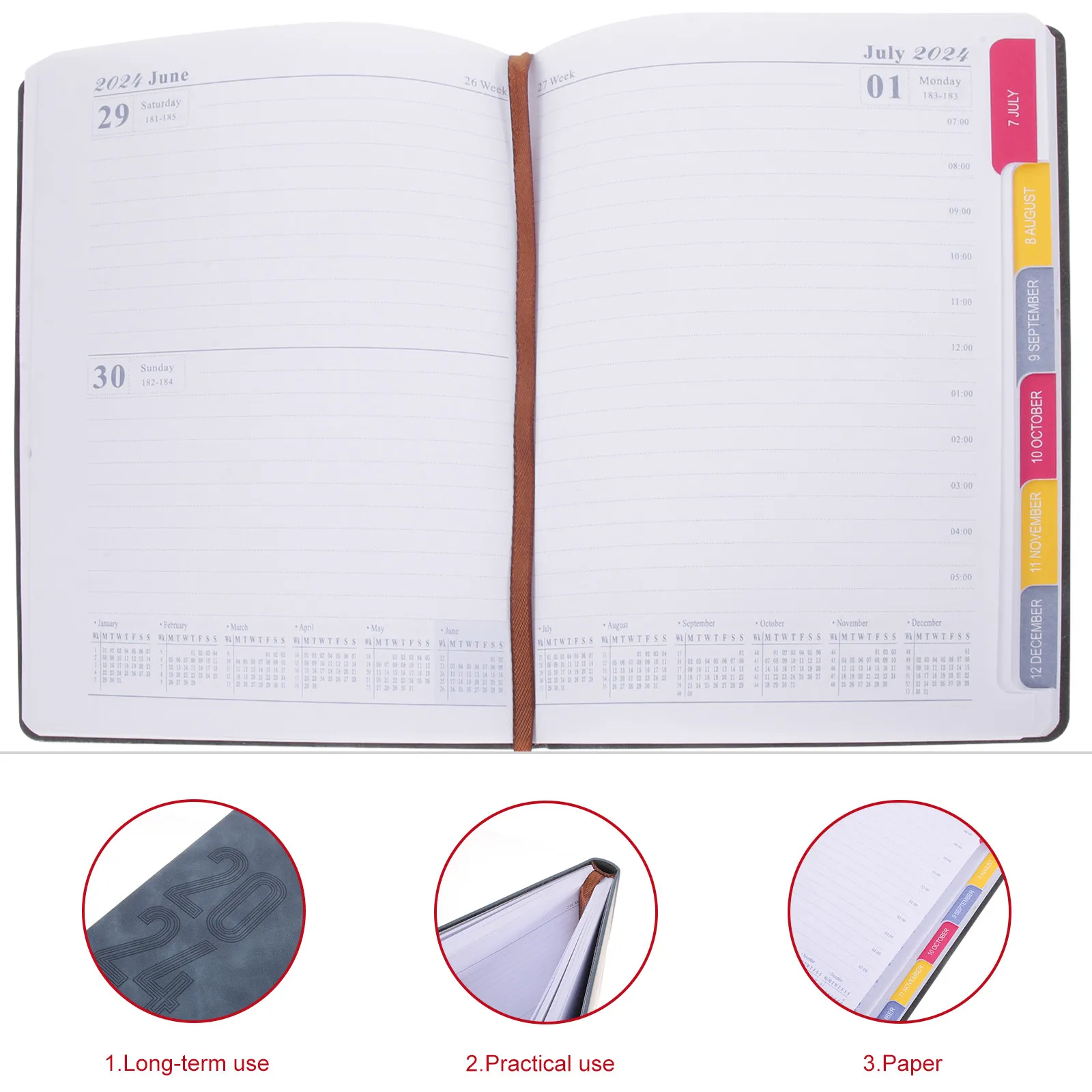 Premium English Notebook Planner 2024 Daily to Do List Notepad Lightweight Portable for Office School Home Journal Diary