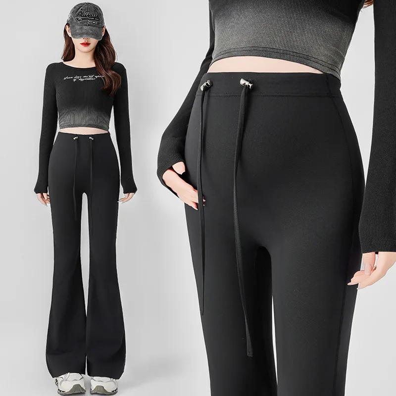 マタニティフレアシャークパンツ-2026-春秋新作-多機能伸縮性-アウトドアウェア-ヨガパンツ-妊婦用-スポーツウェア