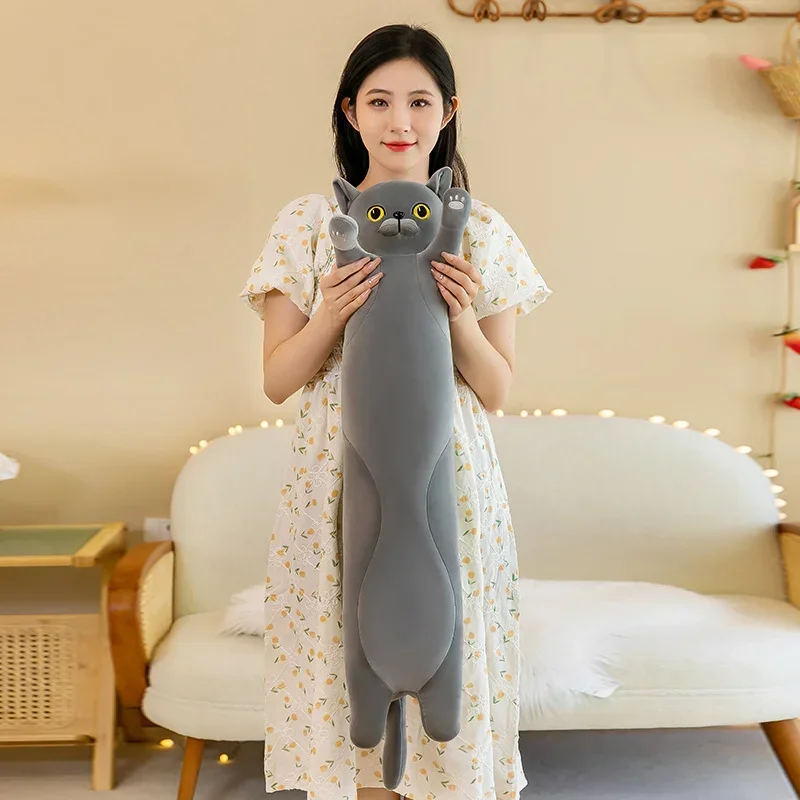50 ~ 110 cm Squishy Kat Lange Pop Knuffel Gevuld Cartoon Dier Kitten Baby Slapen Knuffel Kussen Troostende verjaardagscadeau Voor Kid