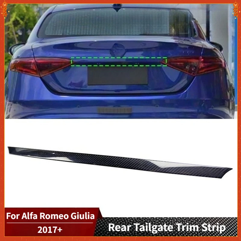 

For Alfa Romeo Giulia Real Dry Carbon Fiber 2017+ Exterior Rear Tailgate Trim Strip Decoration Modification Body Kit Accessories