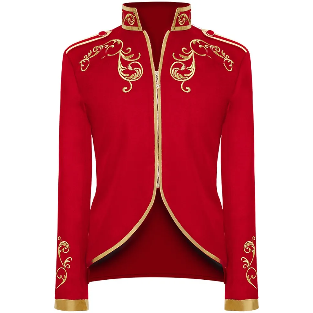 Male Punk Retro Tailcoat Men\'s Fashion Coat Prince Gold Embroidery Suit Sports Jacket Steam Era Gothic Victorian Style Coat