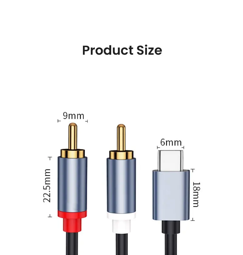 NIERBO USB C to 2RCA Male Jack Plug Adapter Type-C to RCA Male to Male Y RCA Splitter for Car Auxiliary Stereo Speaker Amp Cord