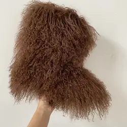 Real Mongolian Fur Noots Wool Boots Warm Snow Boot Fur