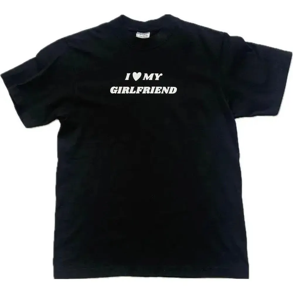 100% Cotton I Love My Girlfriend T-Shirt, Gift For Him, Gift For Her, I Love Shirt, I Heart Shirt, Menswear Crewneck Classic Tee Casual Collar Golf Gift T-Shirt For Men And Women