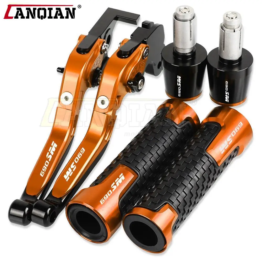 

690 SM Motorcycle CNC Aluminum adjustable ExtEndable Foldable Brake Clutch Levers Handlebar Hand Grips Ends For 690SM 2007-2008