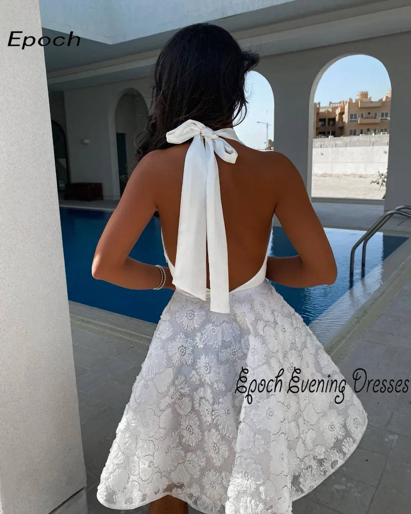 Epoch Short Evening Dress فساتين السهرة Elegant Appliques Halter A-Line Mini Beach Cocktail Prom Gown For Lovely Women 2024