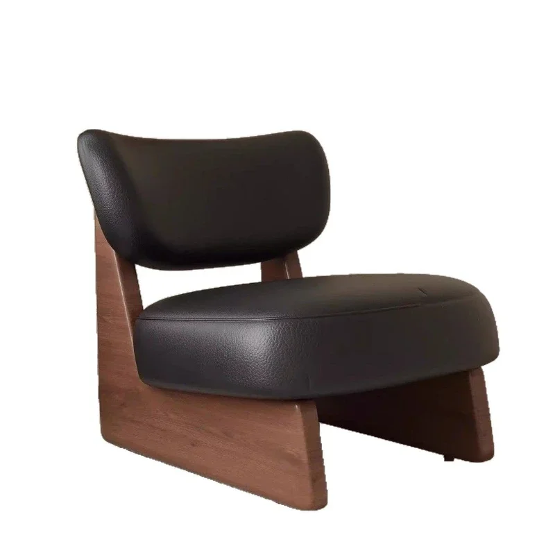 

Single Fabric Sofa Chair Wabi Wind Designer Solid Wood Balcony Leisure Chair