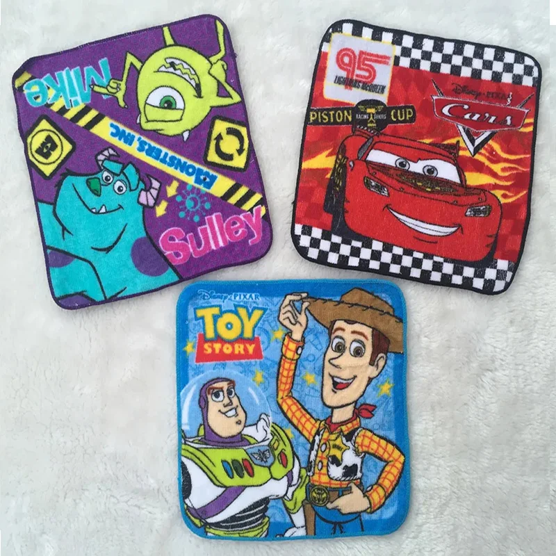 Disney Cartoon Towel Cars Toy Story Baby Boy Girl Wash Face Hand Adult Square Towel Handkerchief 20x20cm