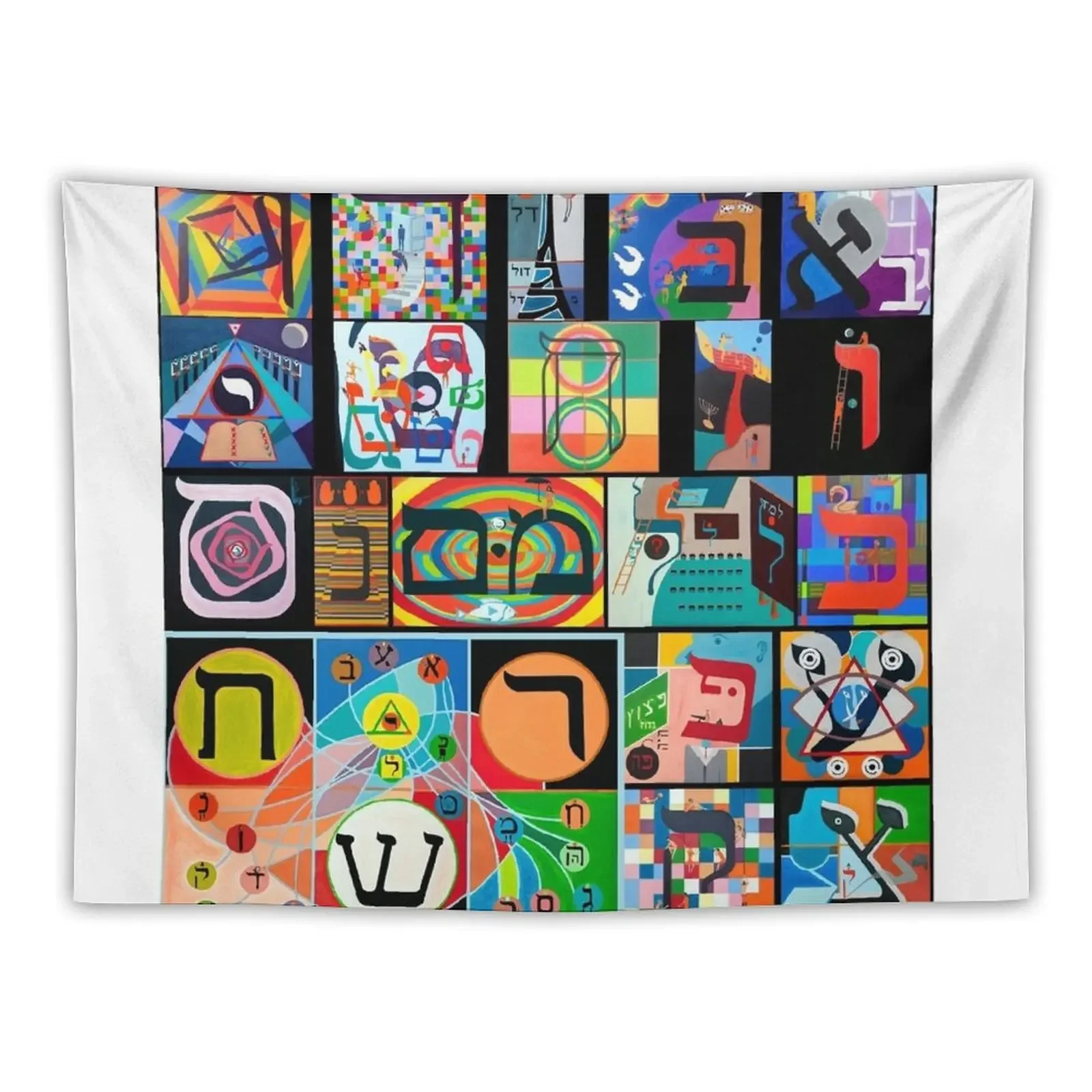 

Modern Hebrew Alephbet Tapestry Art Mural Carpet Wall Decorative Paintings Room Decor Korean Style Tapestry