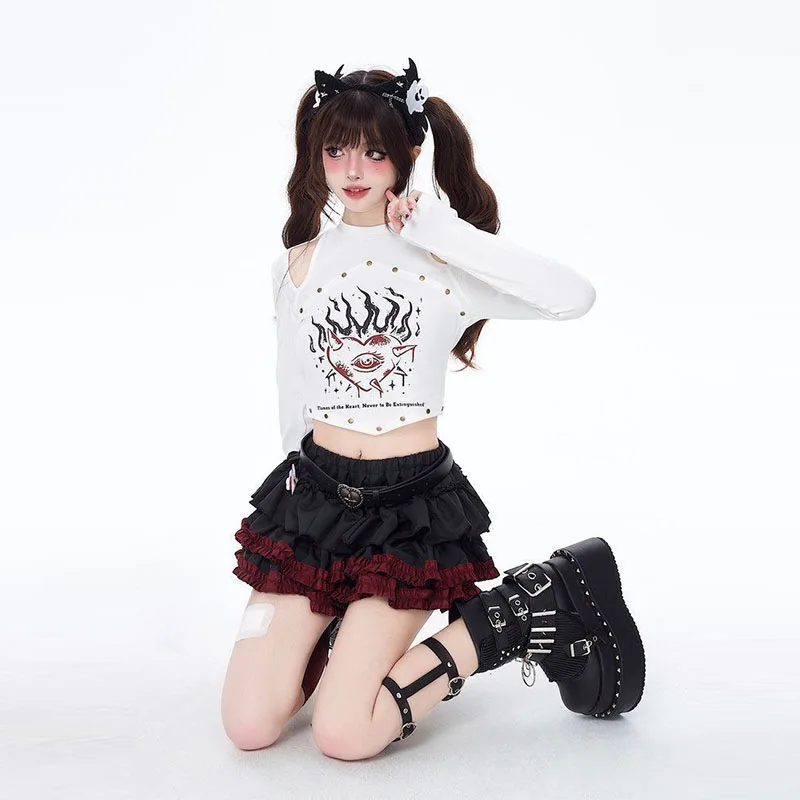 Y2k Mini Skirts Summer Women Black Gothic A-Line Pleated Skirt Harajuku Vintage 90s Aesthetic Kawaii Skirt 2000s Clothes