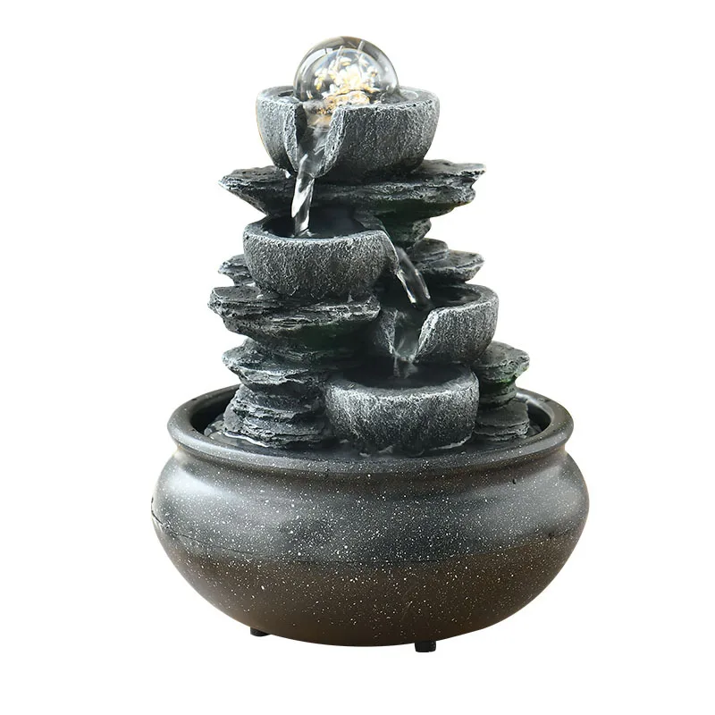 New Water Fountain Indoor Decor USB Powered Feng Shui Crystal Ball Rotation Tabletop Waterfall Fountain Office Home Decor Gifts