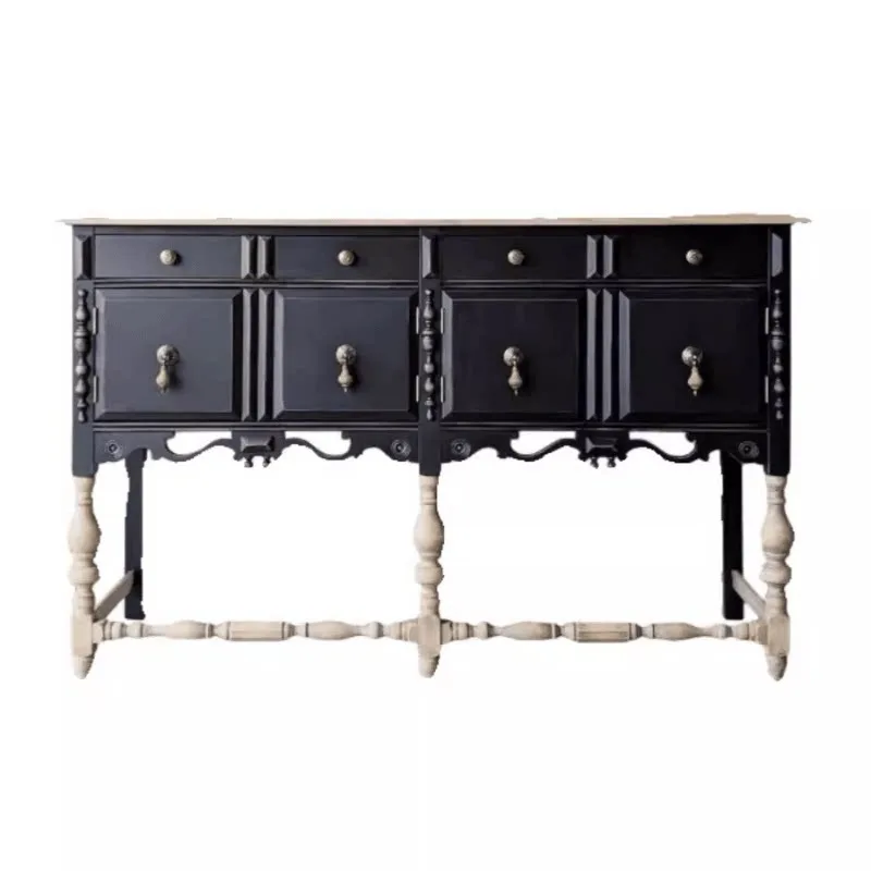 French retro solid wood porch cabinet, American simple foyer entry partition living room storage cabinet