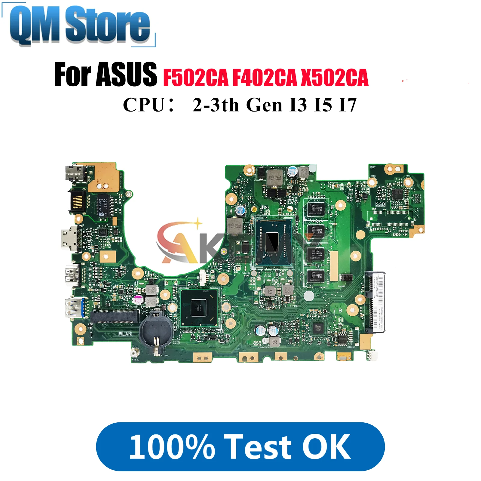 

X502CA Laptop Motherboard For ASUS VivoBook X502C X502CA F402CA F502CA Notebook Mainboard With I3 I5 I7 CPU 100% tests OK stk