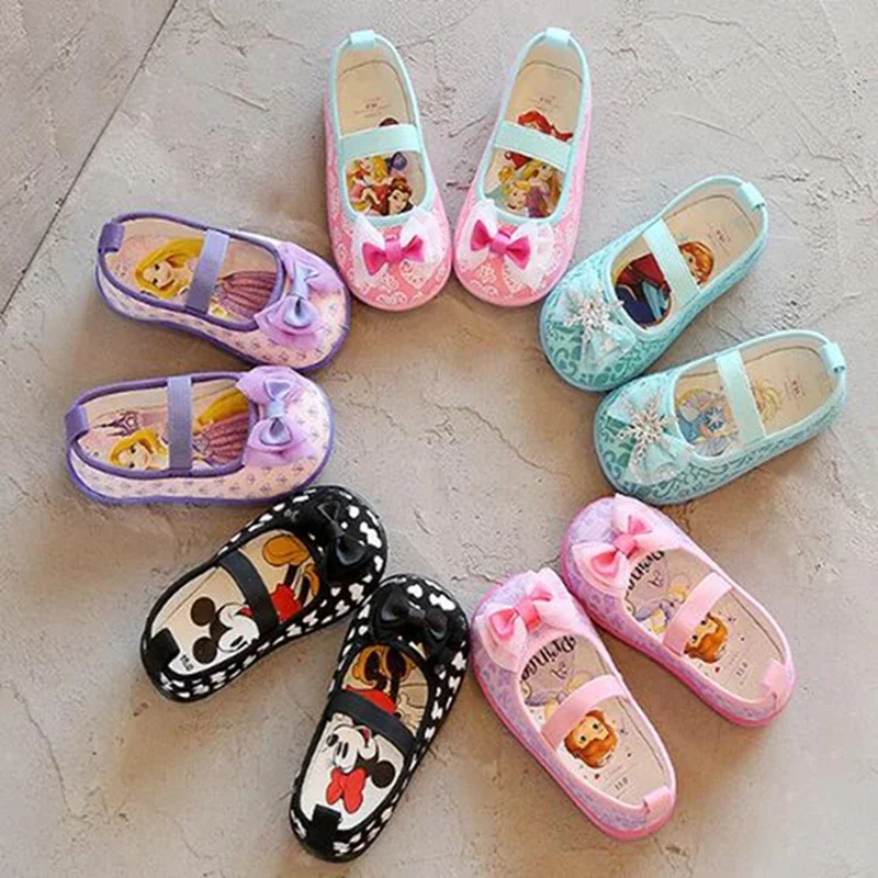 

Disney Cartoon Minnie Mouse Elsa Sofia Canvas Shoes Girls Children Casual Sneakers Baby Kids Sport Running Shoes Toddler Sandals