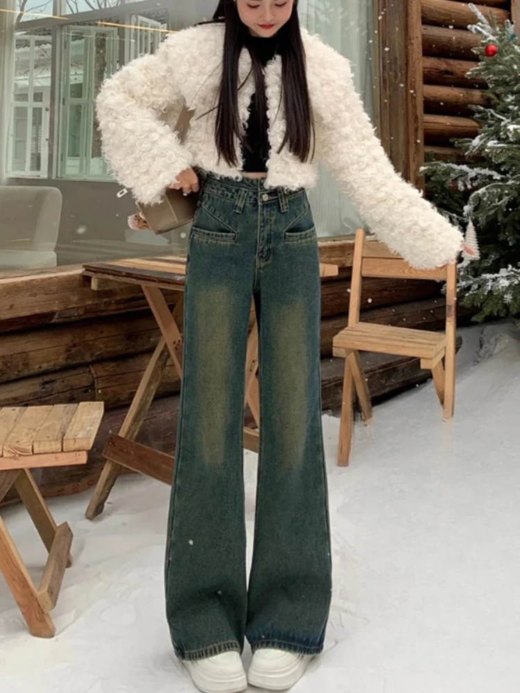 Jeans met hoge taille en wijde pijpen Dames slim fit denimbroek Lente nieuwe Sle Pear Ape plus maat losse comfortabele broek